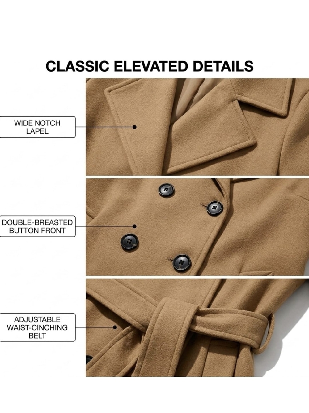 Steve Madden Double Breasted Coat - Picture 3 of 11